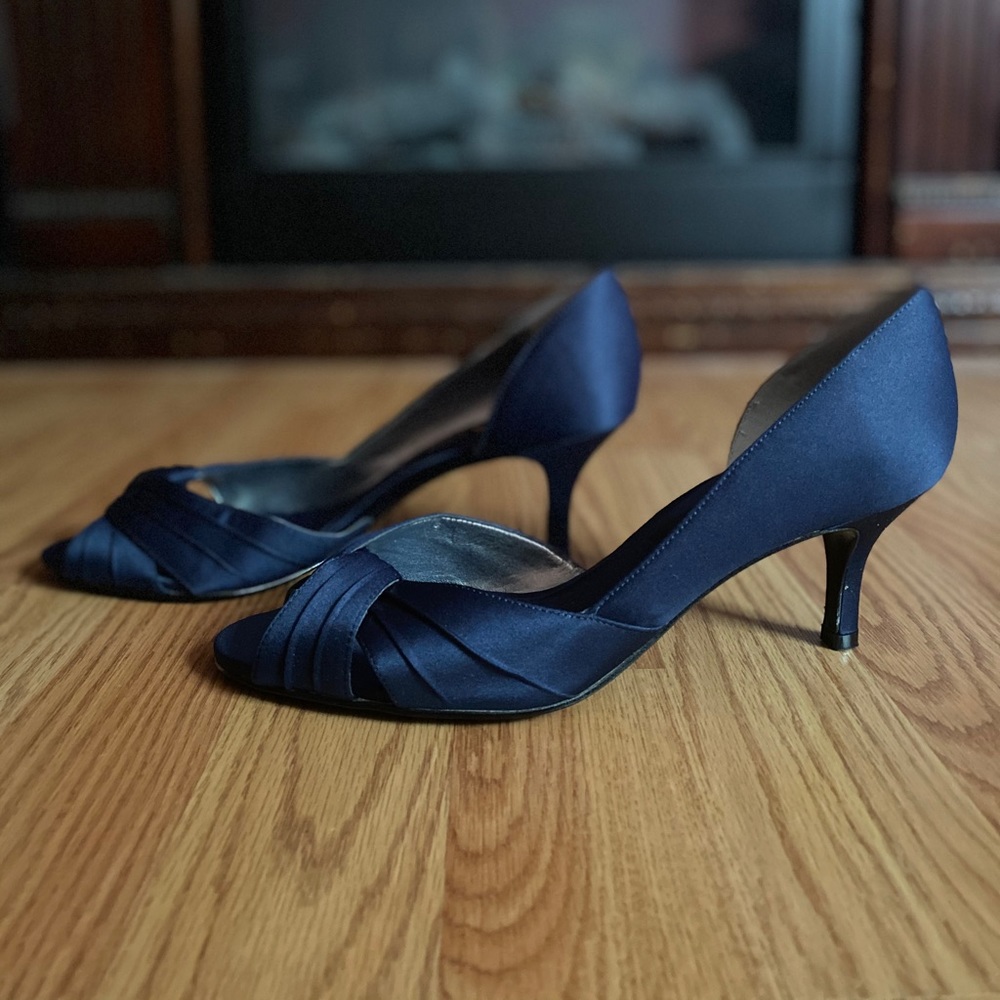 Satin Blue Heels